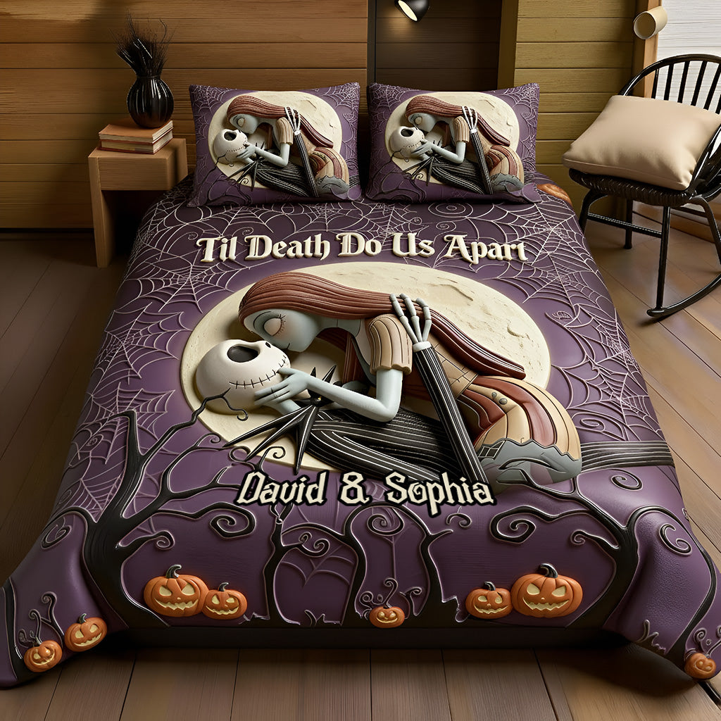 Personalized Nightmare Before Christmas Quilt Set for Couples - Unique Gift Idea Quilt Set GradoCreations