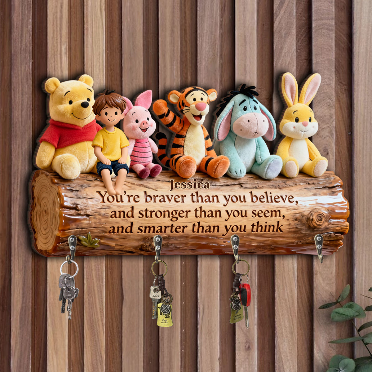 Personalized Bear Key Rack Custom Name Hanging Organizer Gift Custom Shaped Key Rack GradoCreations