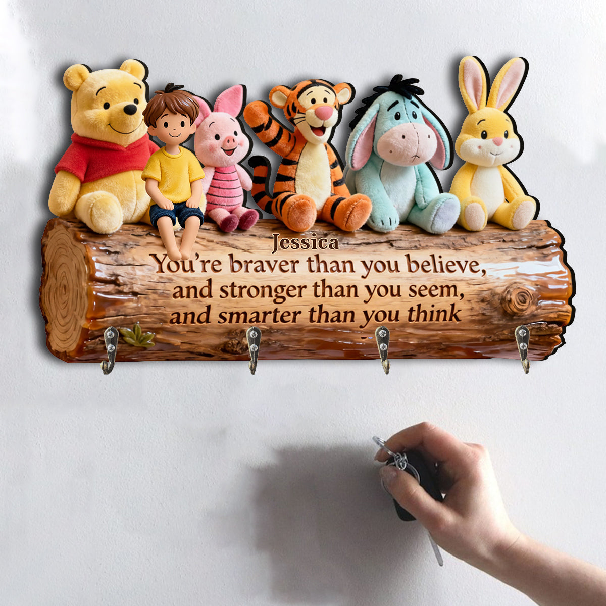 Personalized Bear Key Rack Custom Name Hanging Organizer Gift Custom Shaped Key Rack GradoCreations
