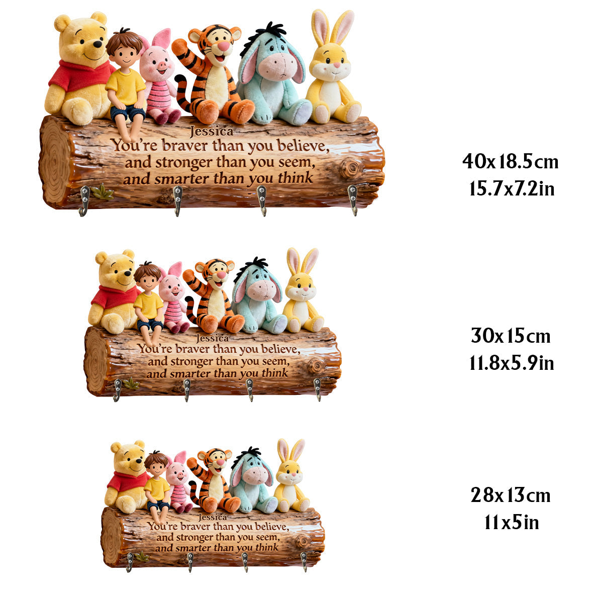 Personalized Bear Key Rack Custom Name Hanging Organizer Gift Custom Shaped Key Rack GradoCreations