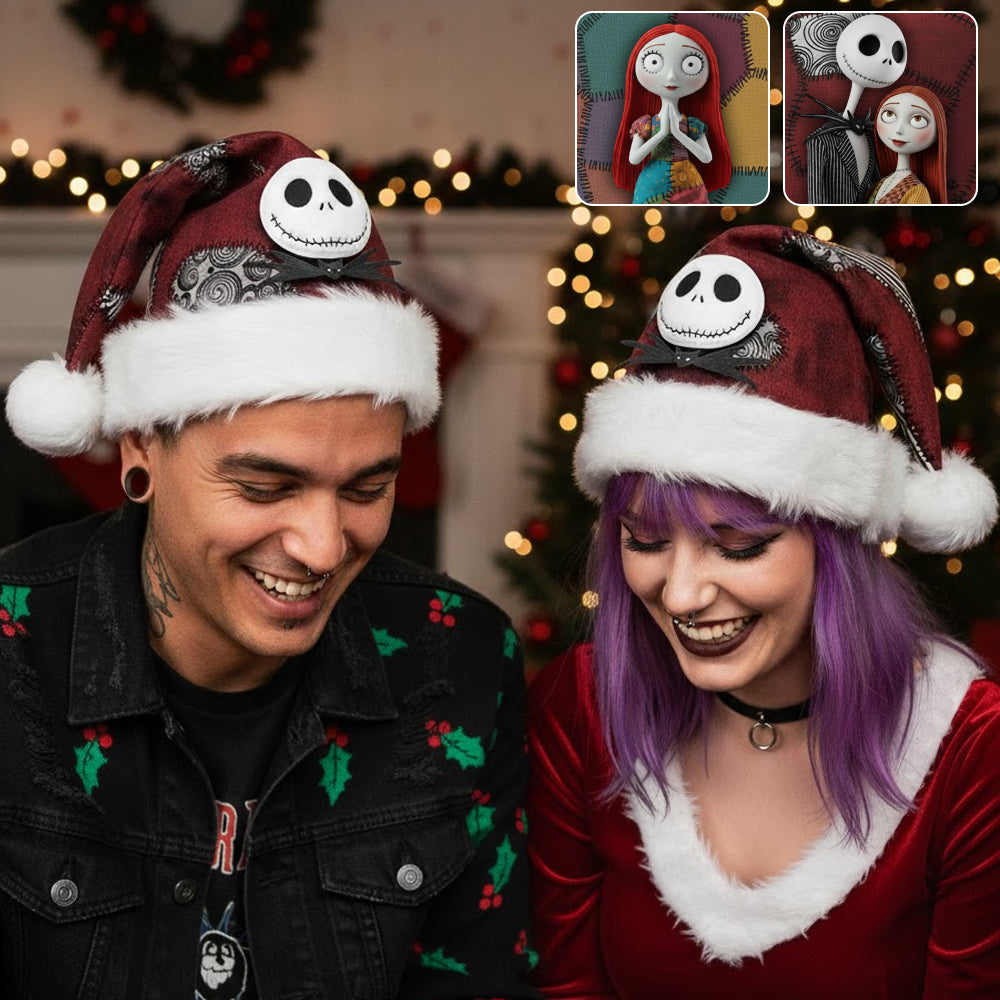 Personalized Nightmare Before Christmas Santa Hat for Couples Santa Claus Hat GradoCreations