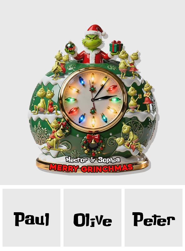 Personalized LED Light Wall Clock Merry Grinchmas Christmas Gift LED Light Wall Clock GradoCreations