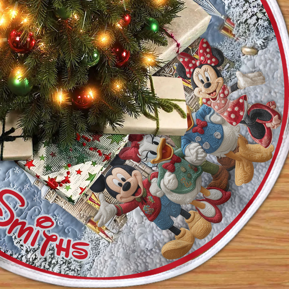 Personalized Christmas Tree Skirt with Disney Castle Design for Family Tree Skirt GradoCreations