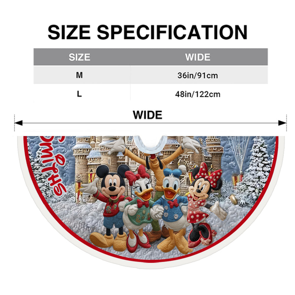 Personalized Christmas Tree Skirt with Disney Castle Design for Family Tree Skirt GradoCreations
