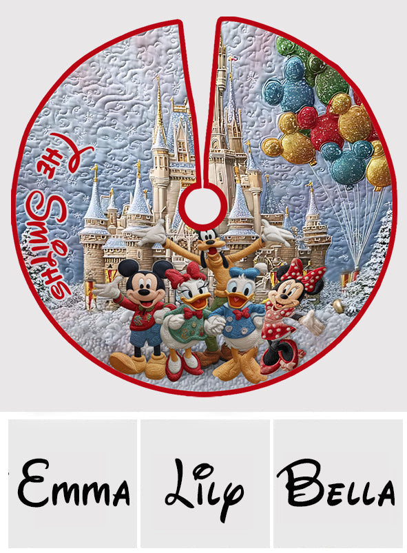 Personalized Christmas Tree Skirt with Disney Castle Design for Family Tree Skirt GradoCreations