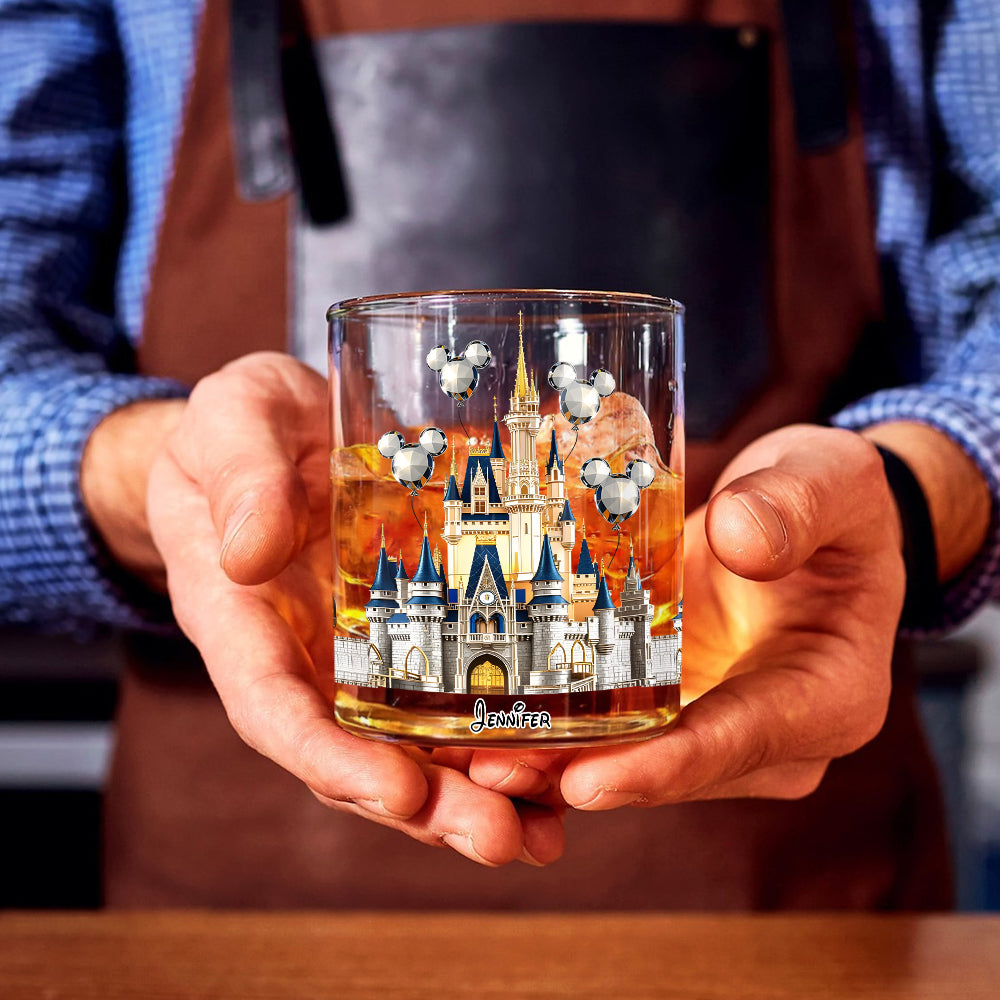 Personalized Magical Castle Whiskey Glass Custom Name Gift Whiskey Glass GradoCreations
