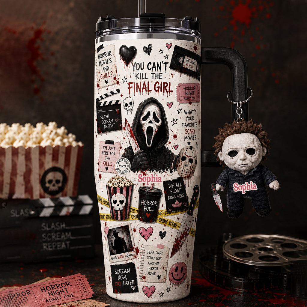 Personalized Horror Tumbler with Handle - Unique Gift for Halloween Lovers Tumbler GradoCreations