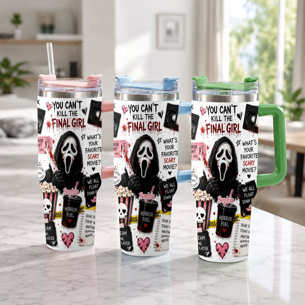 Personalized Horror Tumbler with Handle - Unique Gift for Halloween Lovers Tumbler GradoCreations