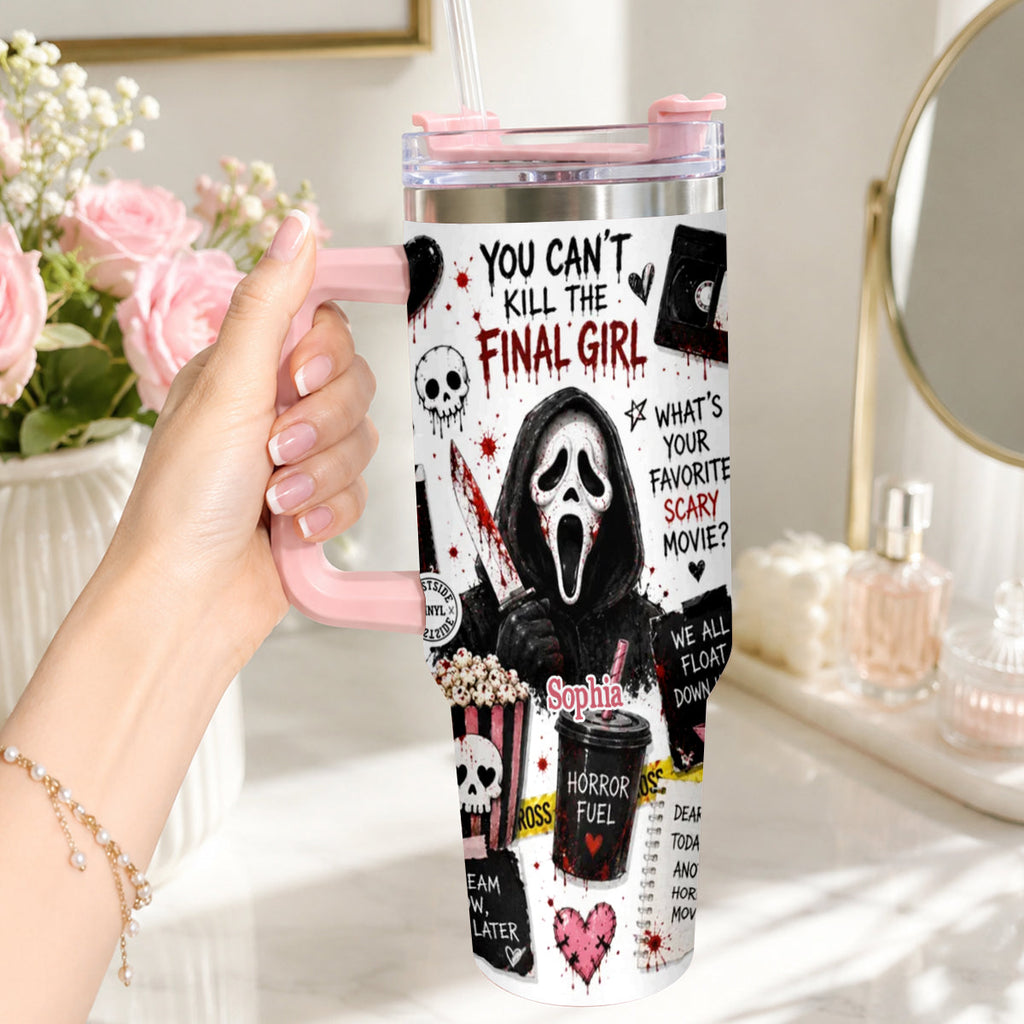 Personalized Horror Tumbler with Handle - Unique Gift for Halloween Lovers Tumbler GradoCreations