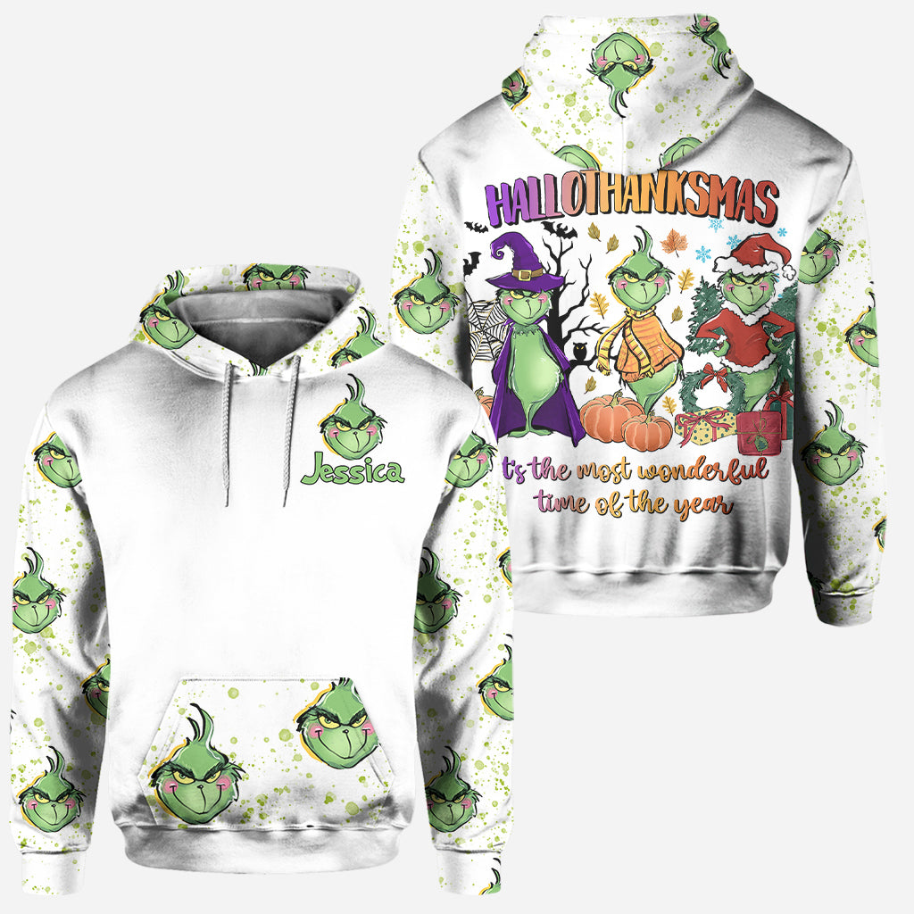 Personalized Grinch Hoodie and Leggings Set for Christmas Gift Hoodie & Leggings GradoCreations