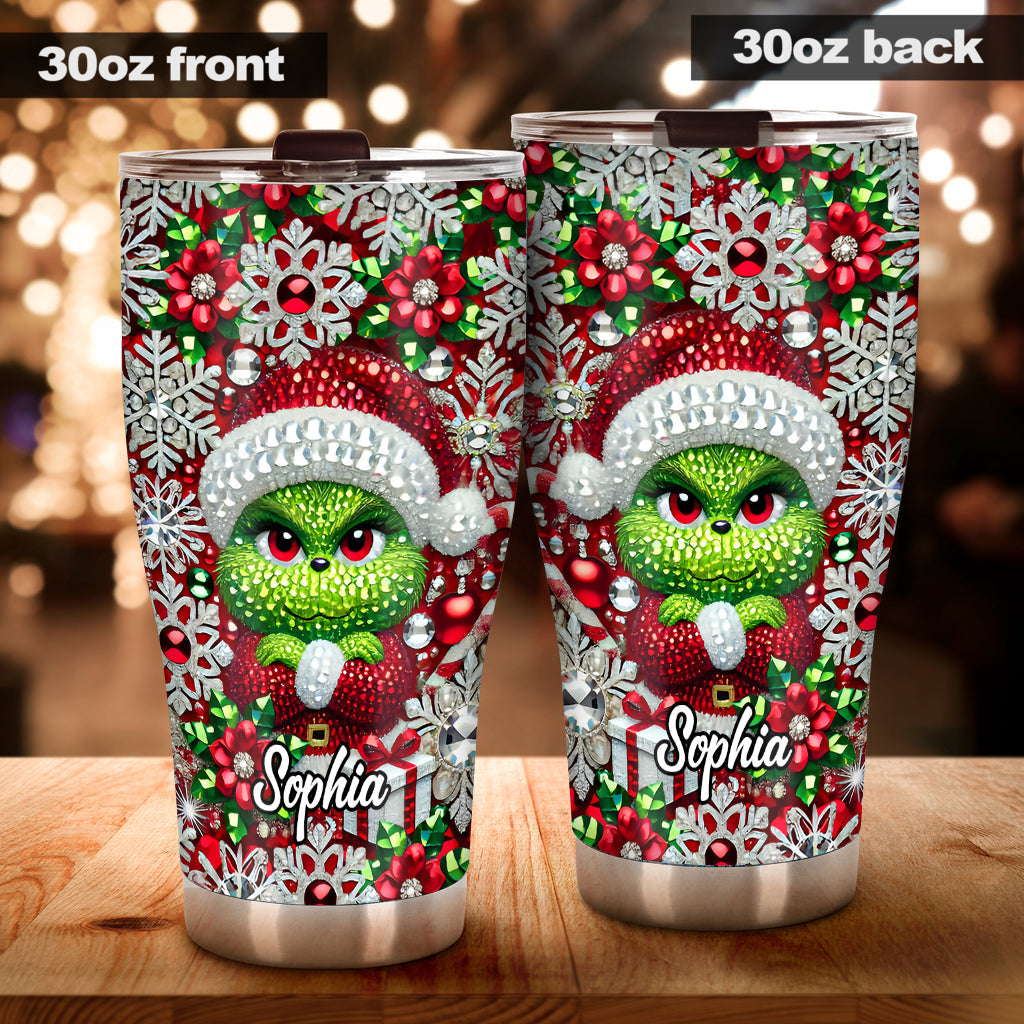 Personalized Merry Grinchmas Tumbler Custom Name Holiday Gift Tumbler GradoCreations