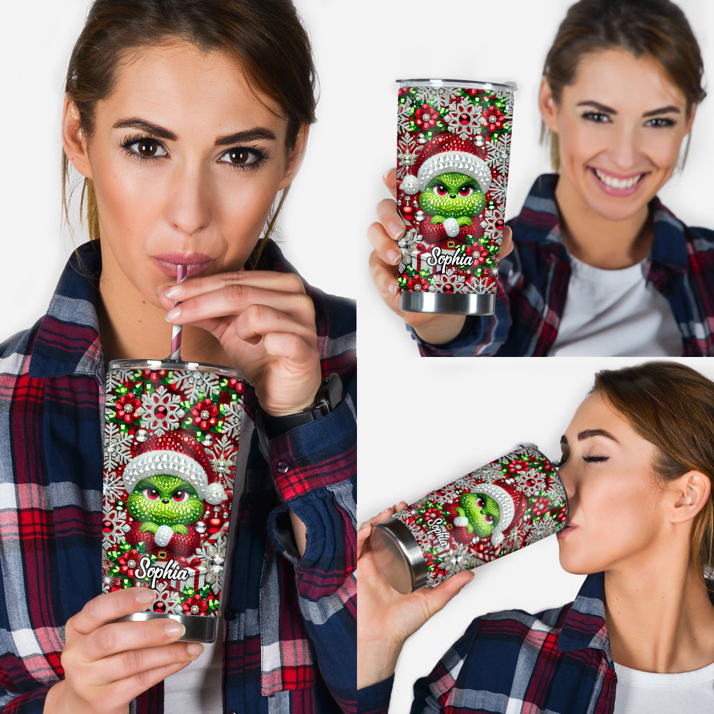 Personalized Merry Grinchmas Tumbler Custom Name Holiday Gift Tumbler GradoCreations