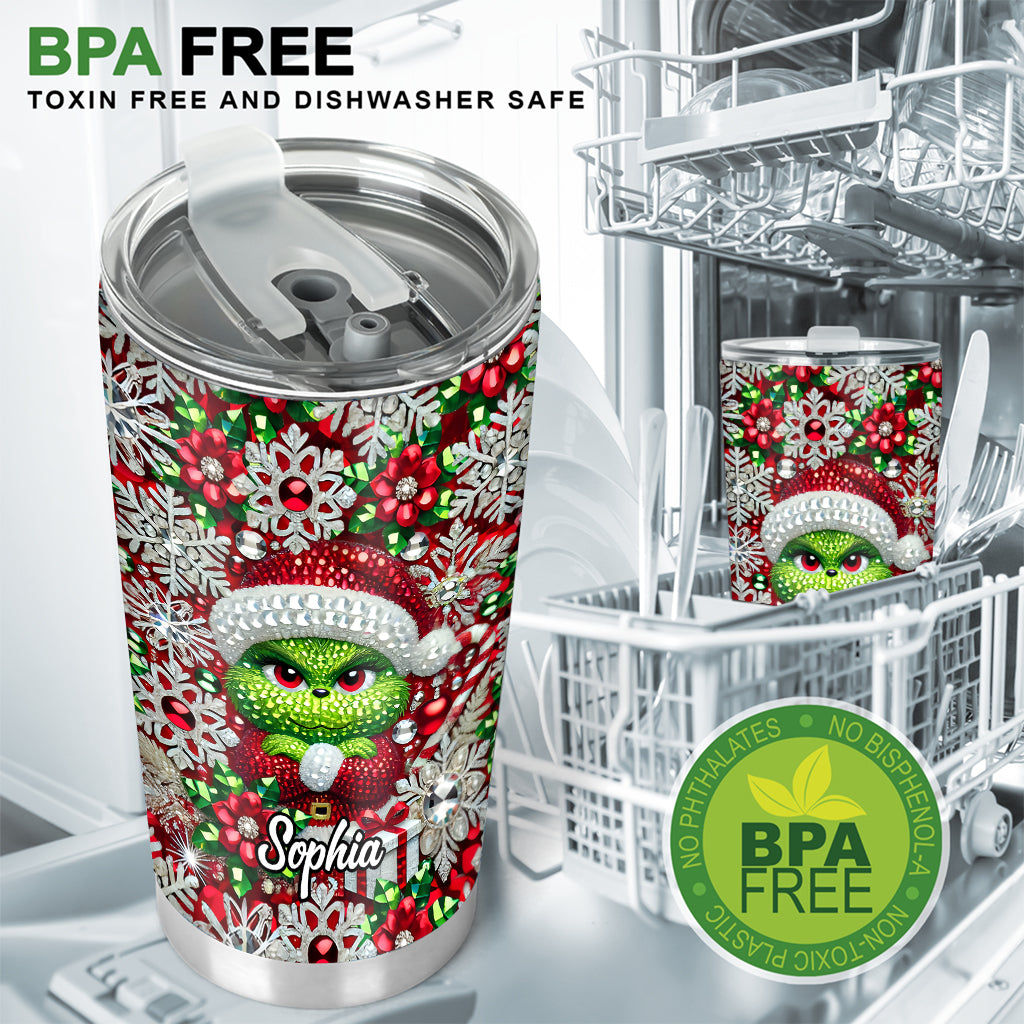 Personalized Merry Grinchmas Tumbler Custom Name Holiday Gift Tumbler GradoCreations