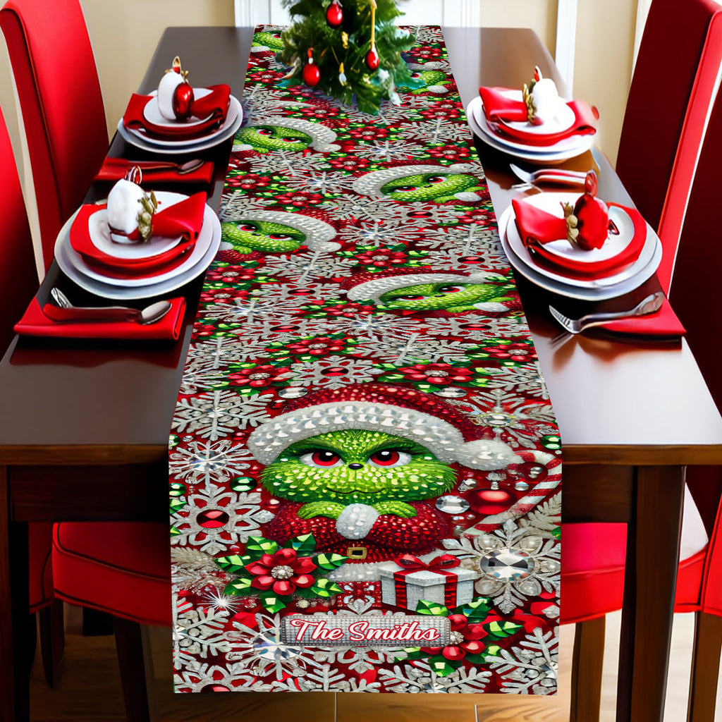Personalized Grinchmas Table Runner Holiday Décor Gift Table Runner GradoCreations