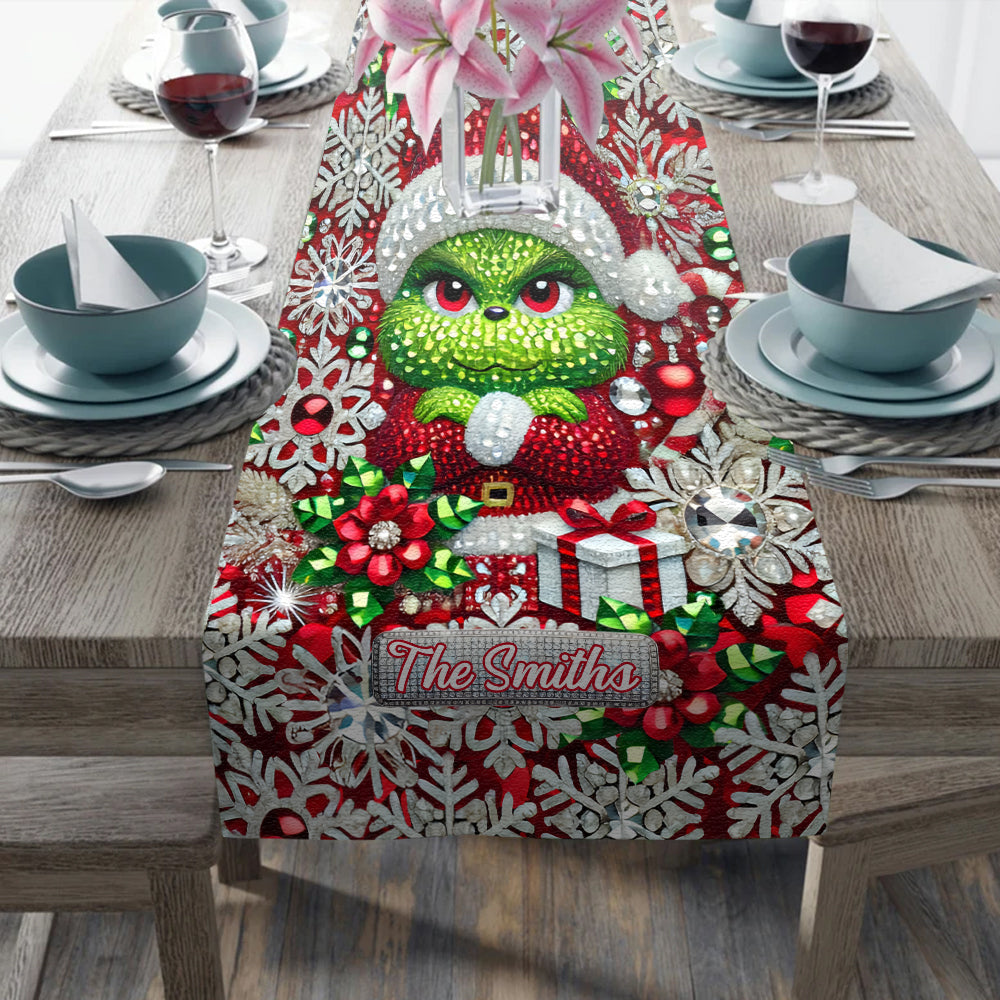 Personalized Grinchmas Table Runner Holiday Décor Gift Table Runner GradoCreations