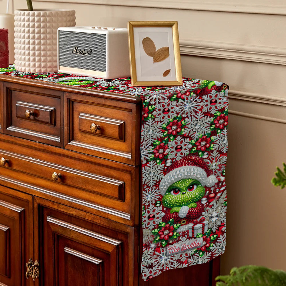 Personalized Grinchmas Table Runner Holiday Décor Gift Table Runner GradoCreations