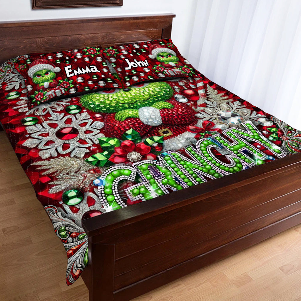 Personalized Grinchmas Quilt Set Custom Name Holiday Gift Quilt Set GradoCreations