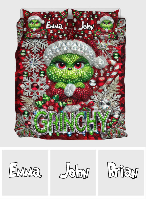 Personalized Grinchmas Quilt Set Custom Name Holiday Gift Quilt Set GradoCreations