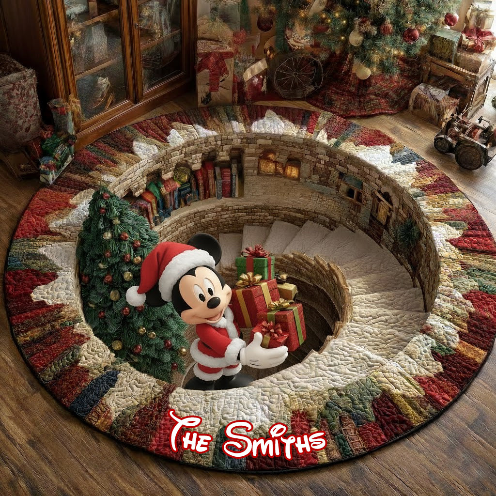 Personalized Merry Christmas Round Rug Soft Flannel for Home Round Rug GradoCreations