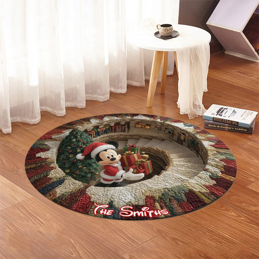Personalized Merry Christmas Round Rug Soft Flannel for Home Round Rug GradoCreations