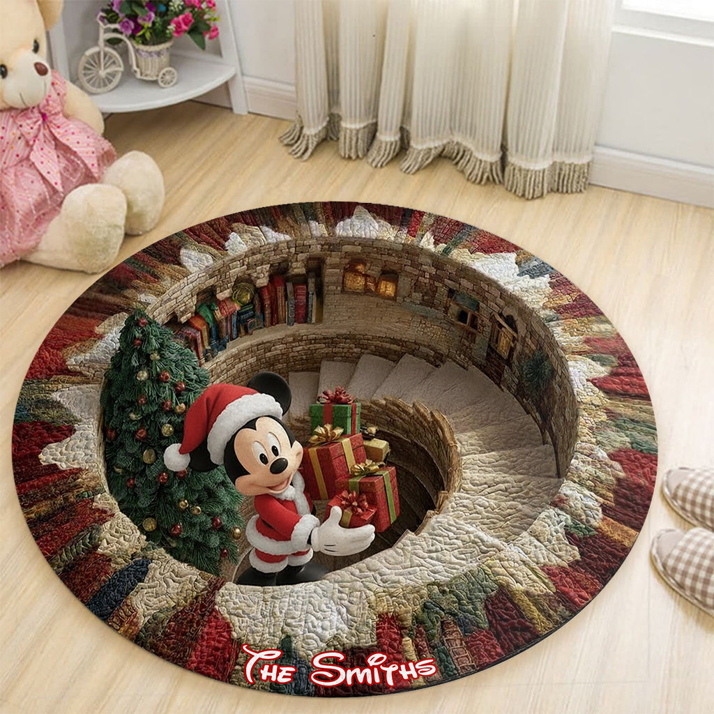 Personalized Merry Christmas Round Rug Soft Flannel for Home Round Rug GradoCreations