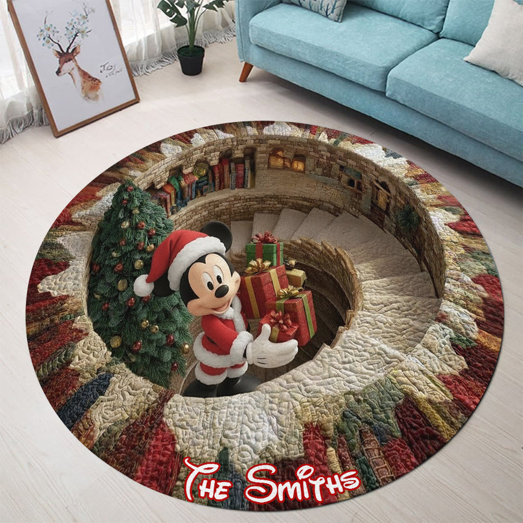 Personalized Merry Christmas Round Rug Soft Flannel for Home Round Rug GradoCreations