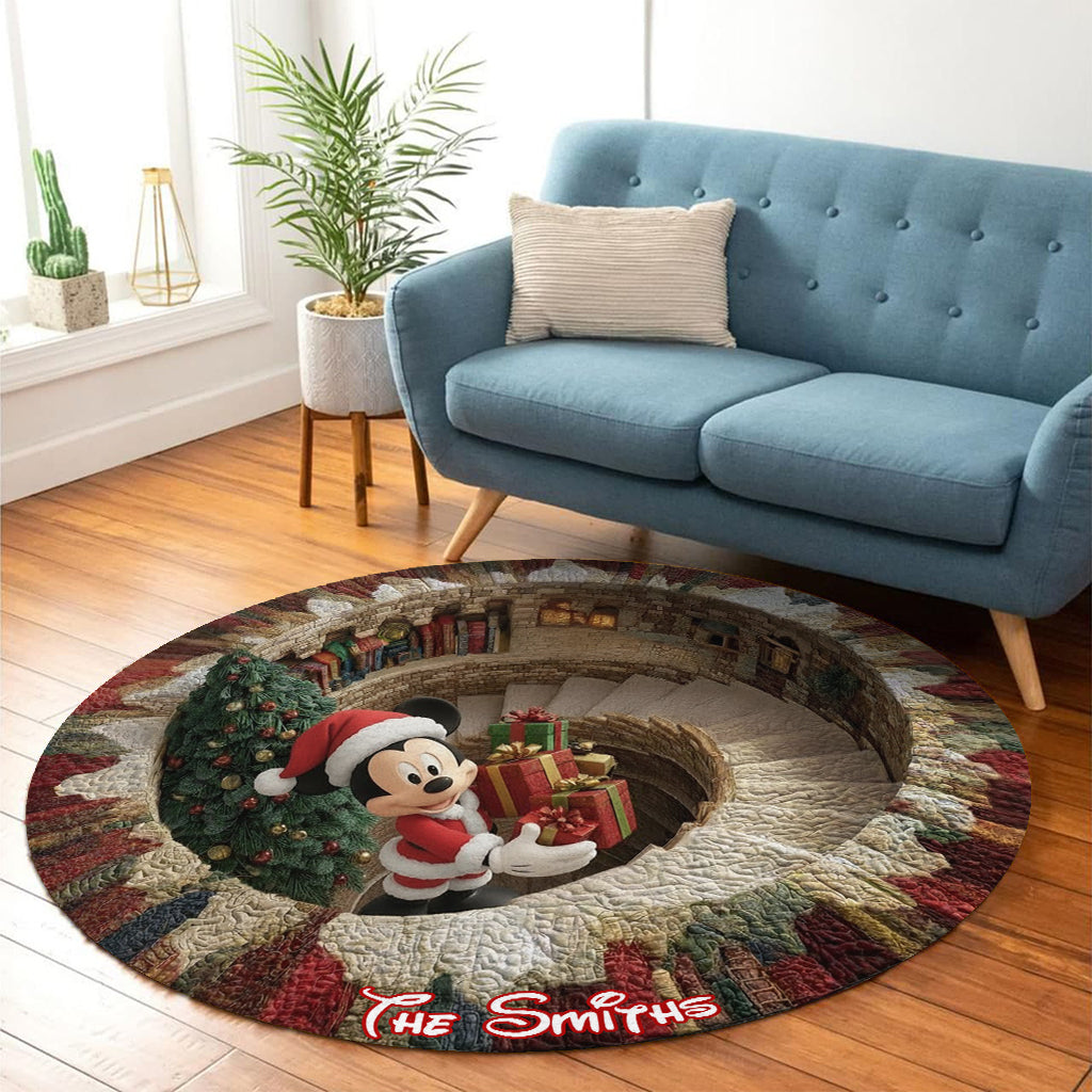 Personalized Merry Christmas Round Rug Soft Flannel for Home Round Rug GradoCreations