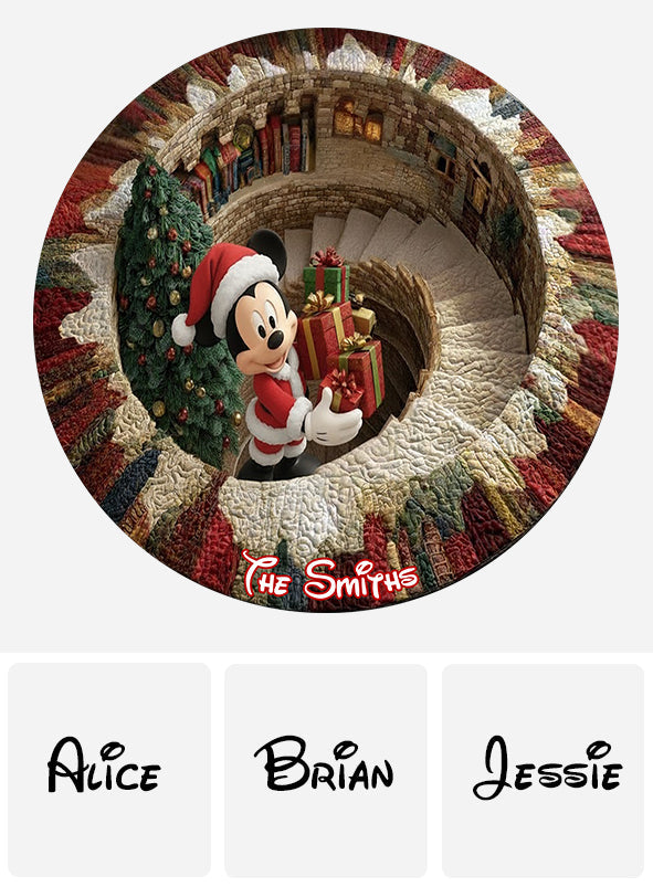 Personalized Merry Christmas Round Rug Soft Flannel for Home Round Rug GradoCreations