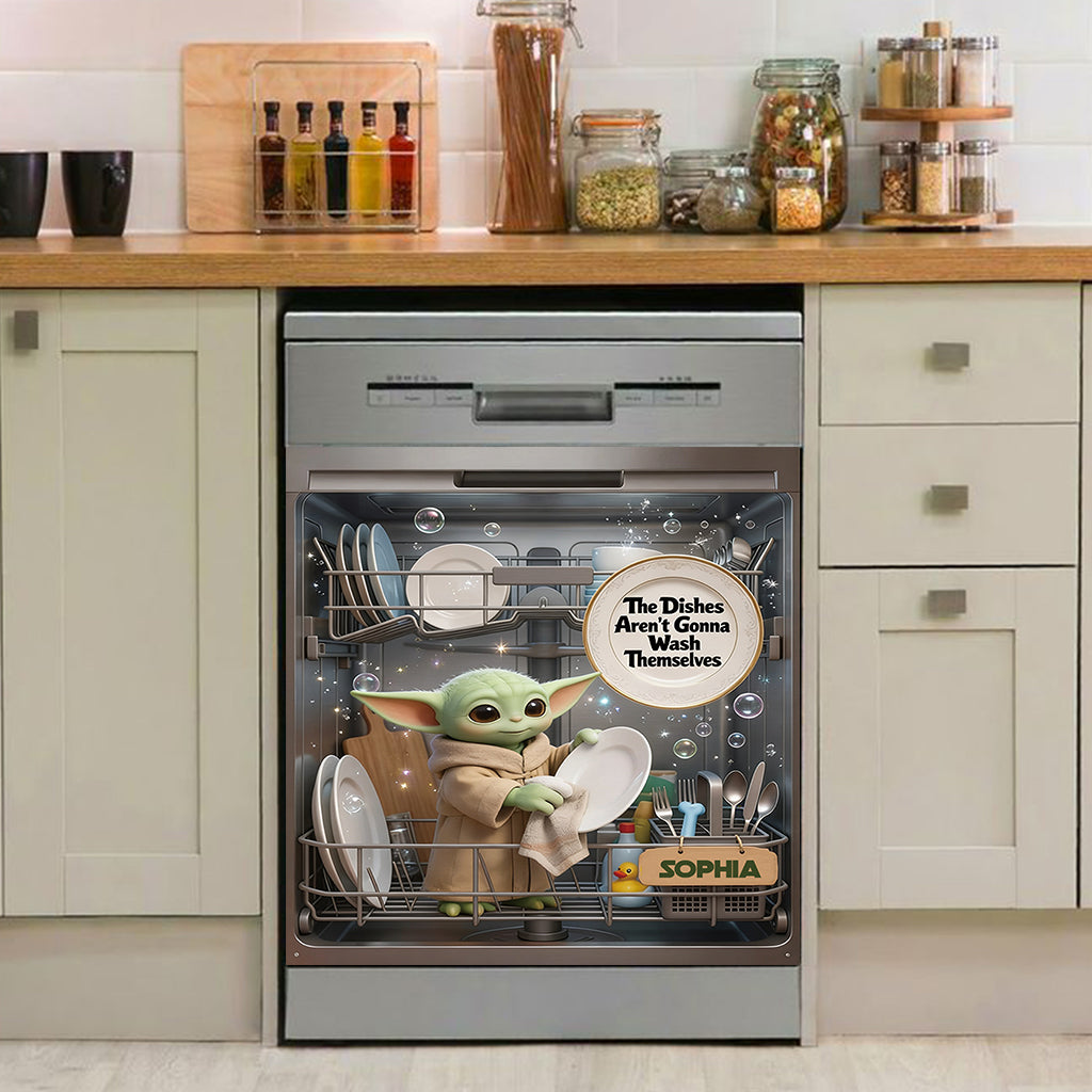 Personalized Cute Alien Dishwasher Cover with Custom Name Dishwasher Cover GradoCreations