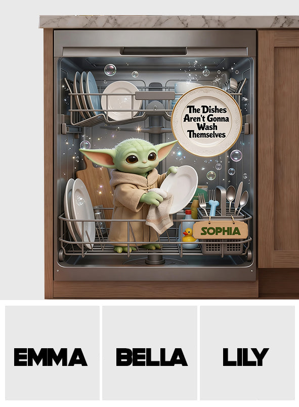 Personalized Cute Alien Dishwasher Cover with Custom Name Dishwasher Cover GradoCreations