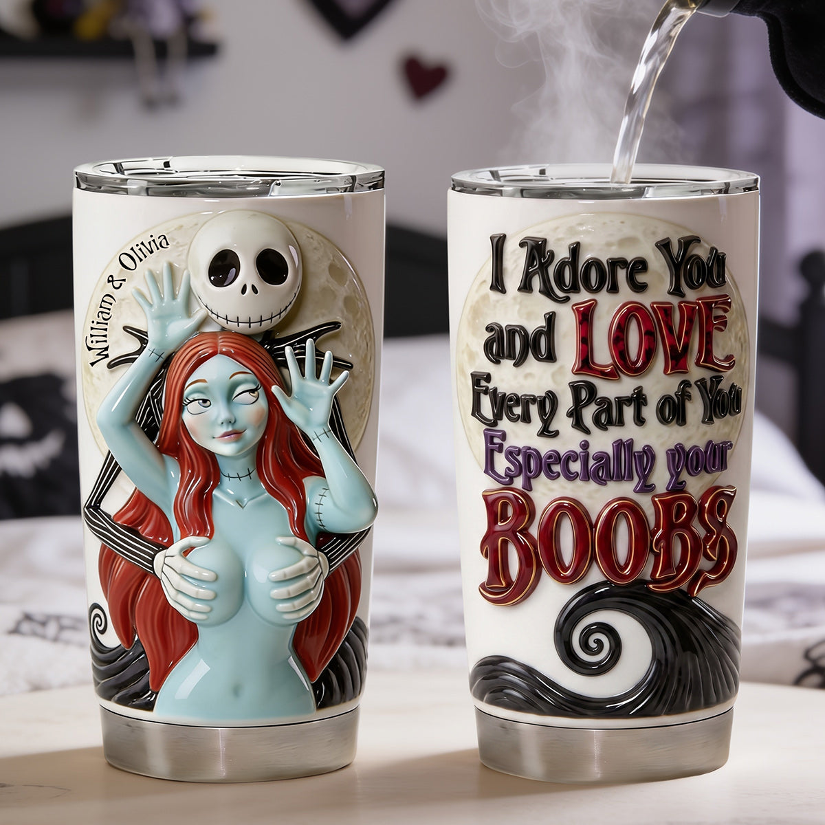 Personalized Spooky Couple Tumbler Custom Name Gift Idea Tumbler GradoCreations