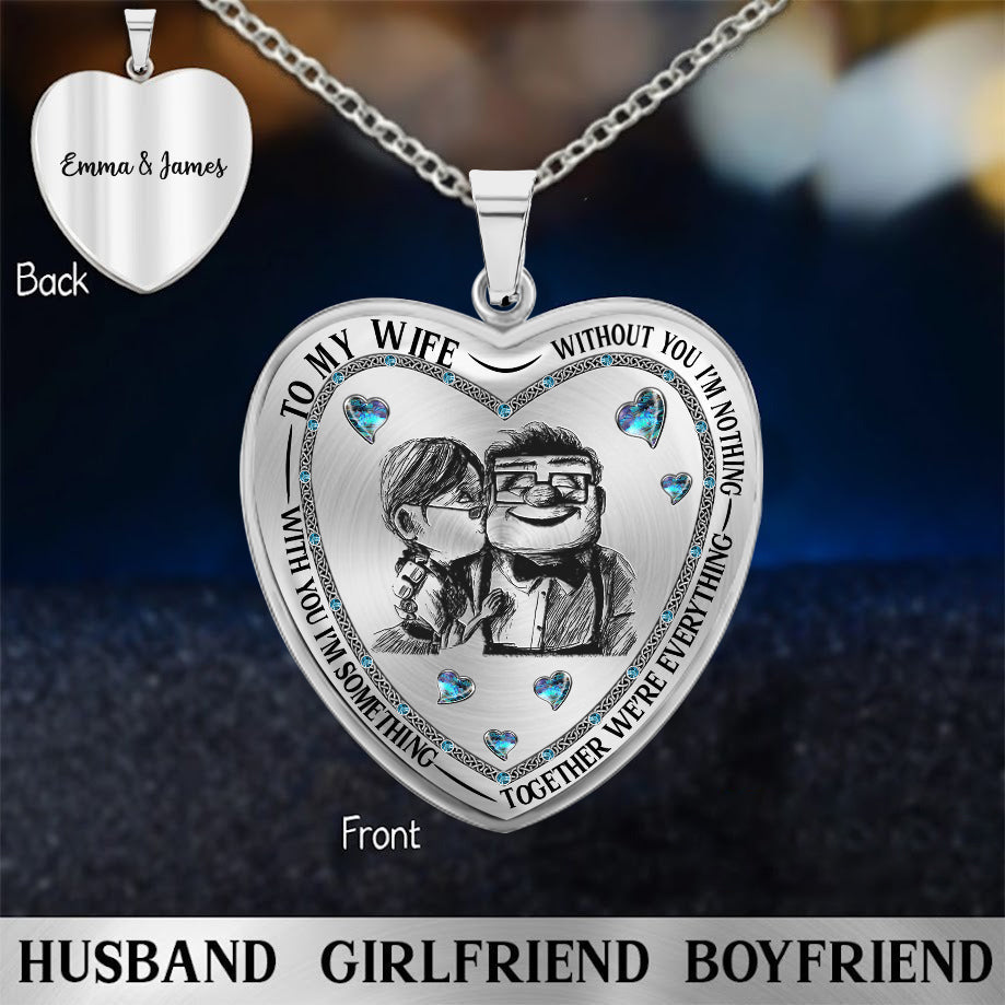 Personalized Heart Pendant Necklace Custom Engraving Gift for Wife Heart Pendant Necklace GradoCreations