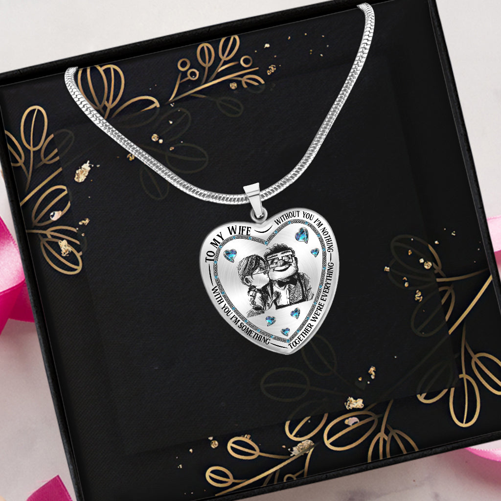 Personalized Heart Pendant Necklace Custom Engraving Gift for Wife Heart Pendant Necklace GradoCreations