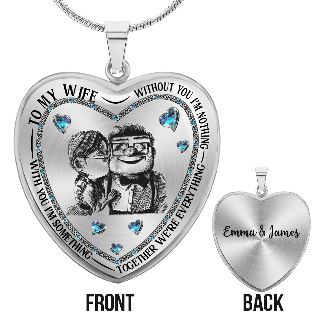 Personalized Heart Pendant Necklace Custom Engraving Gift for Wife Heart Pendant Necklace GradoCreations