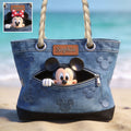 Personalized Denim Beach Bag Custom Name Mickey Mouse Gift Beach Bag GradoCreations