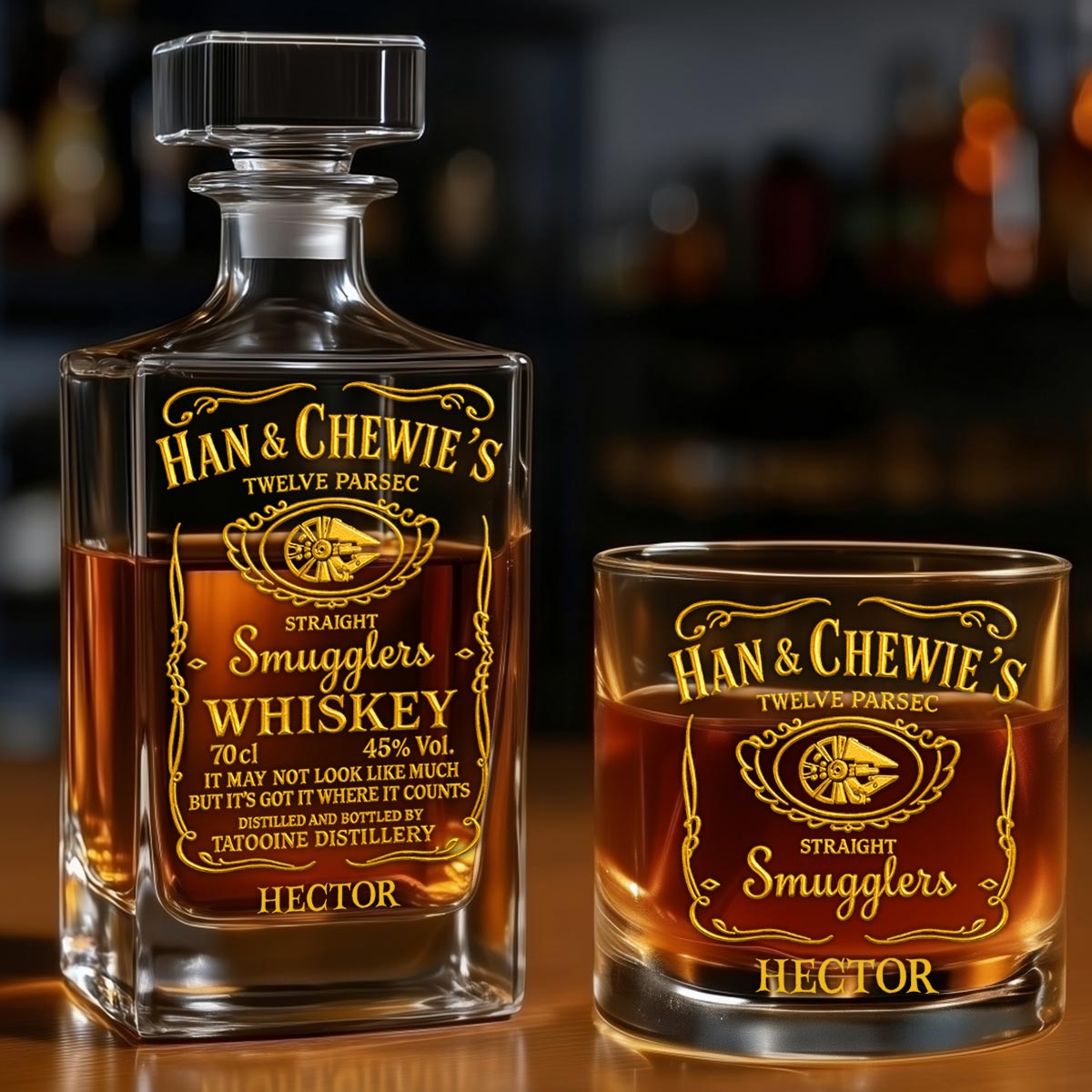 Personalized Whiskey Decanter Set with Custom Name Gift for Dad Whiskey Decanter Set GradoCreations