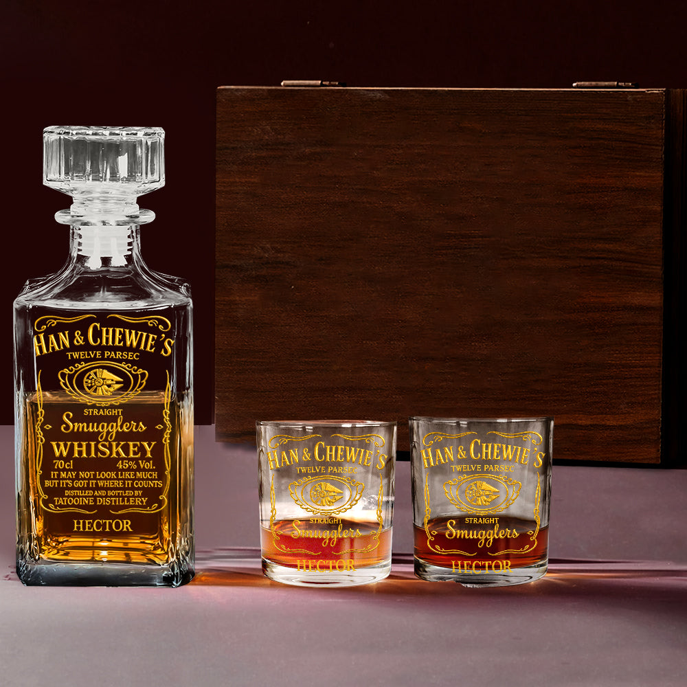 Personalized Whiskey Decanter Set with Custom Name Gift for Dad Whiskey Decanter Set GradoCreations