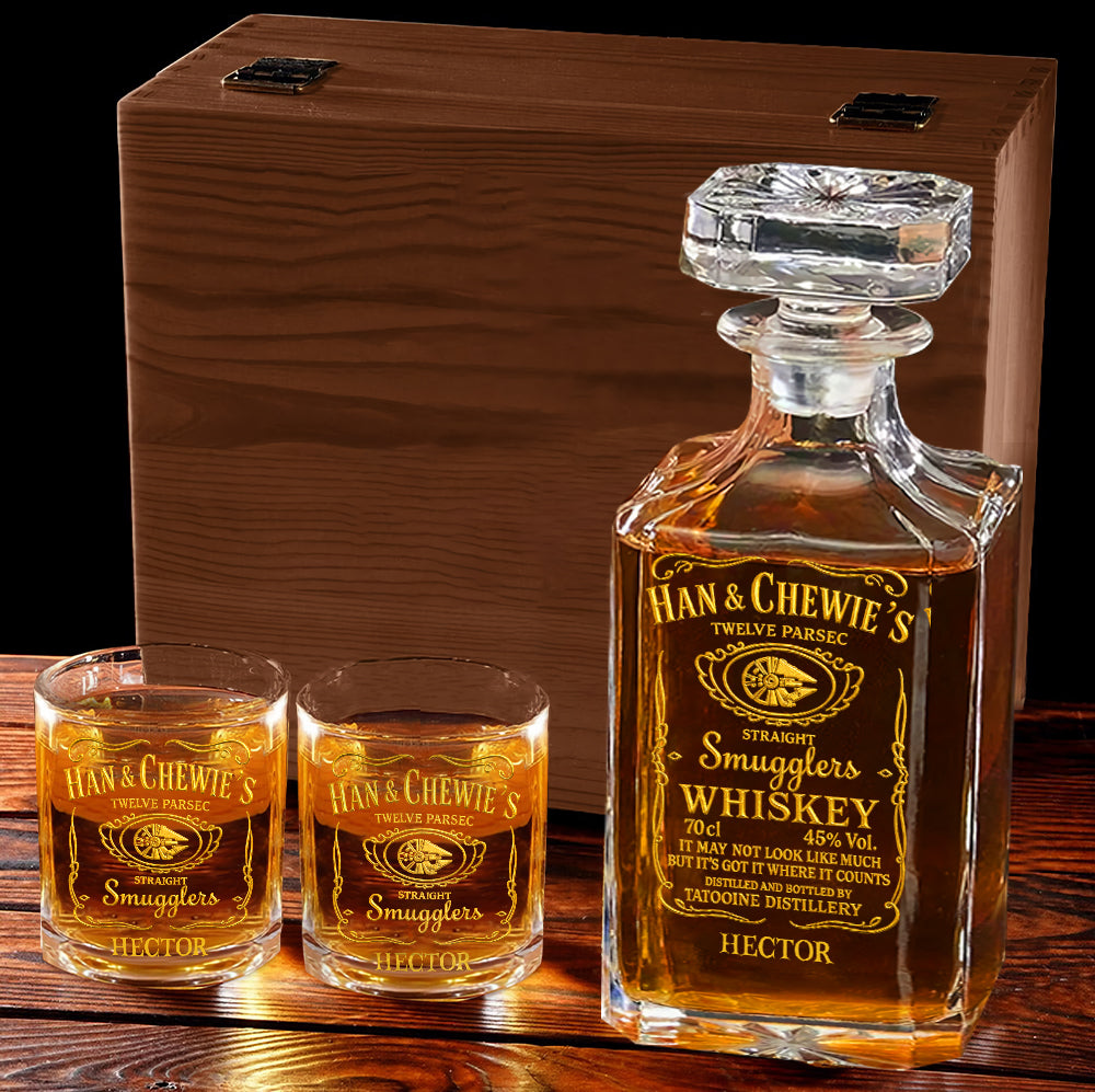 Personalized Whiskey Decanter Set with Custom Name Gift for Dad Whiskey Decanter Set GradoCreations