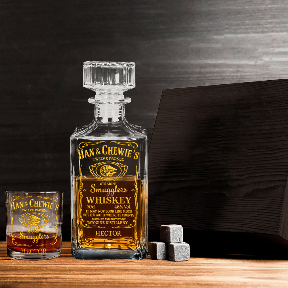 Personalized Whiskey Decanter Set with Custom Name Gift for Dad Whiskey Decanter Set GradoCreations