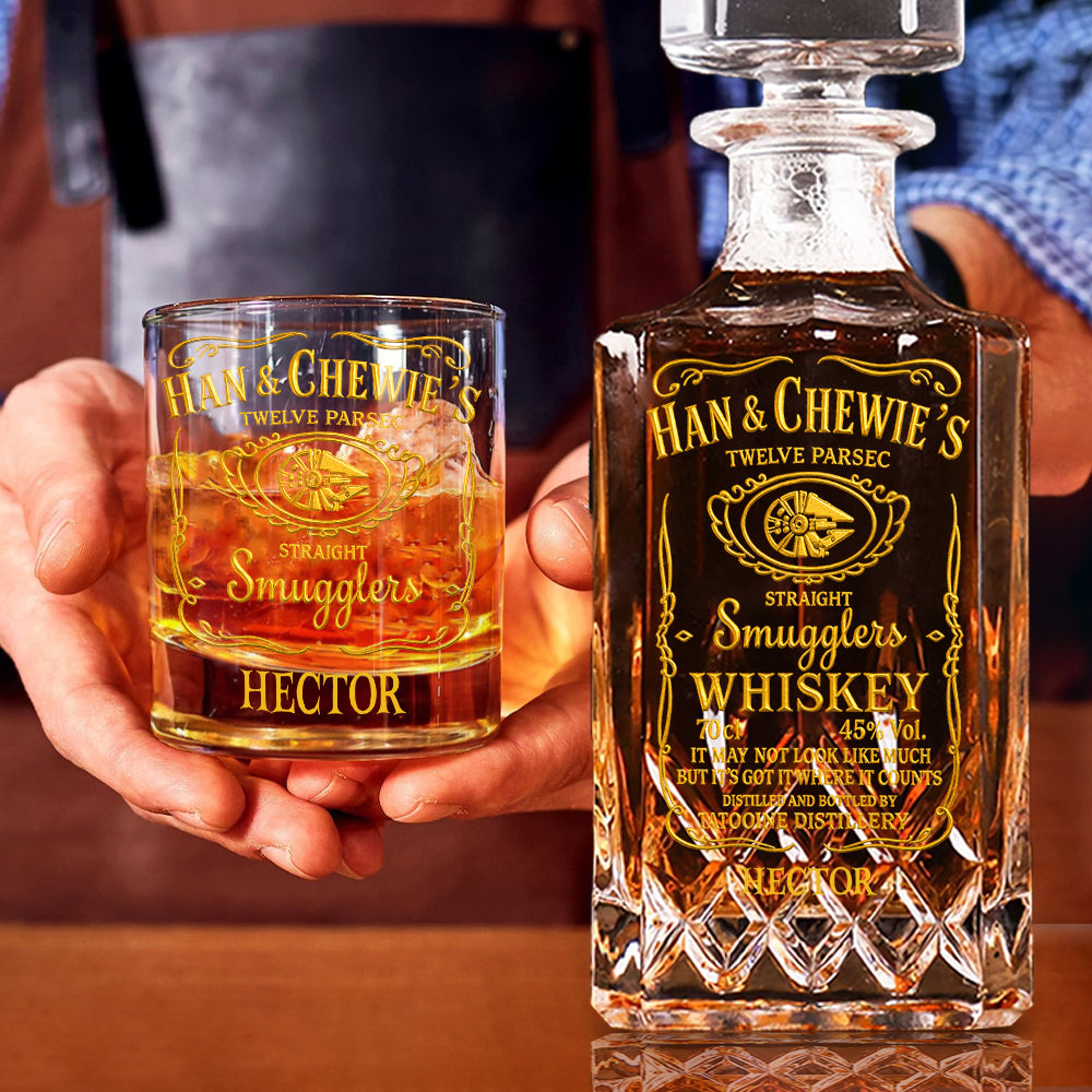 Personalized Whiskey Decanter Set with Custom Name Gift for Dad Whiskey Decanter Set GradoCreations