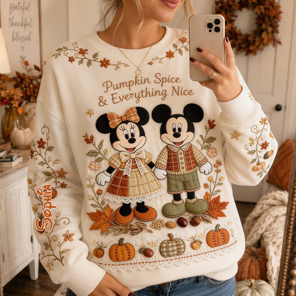 Personalized Cartoon Mouse Autumn Vibes All Over Shirt for Kids All Over Shirt GradoCreations