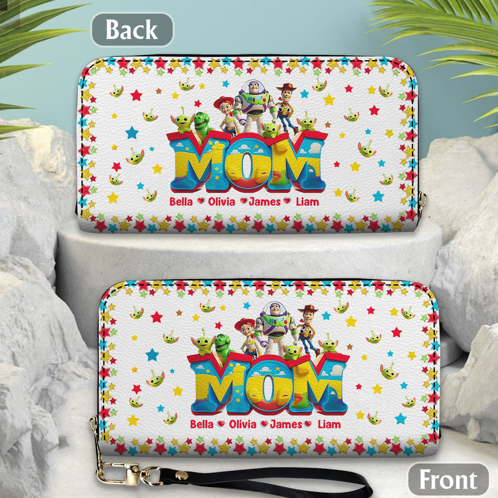 Personalized Leather Long Wallet Custom Name Gift for Mom Leather Long Wallet GradoCreations