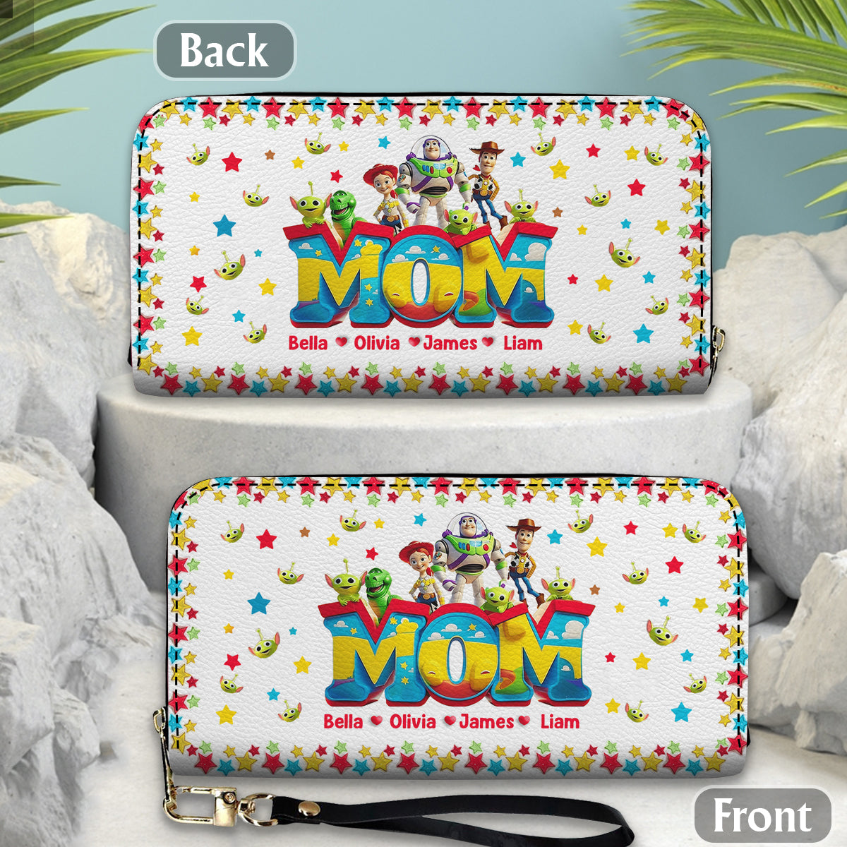 Personalized Leather Long Wallet Custom Name Gift for Mom Leather Long Wallet GradoCreations