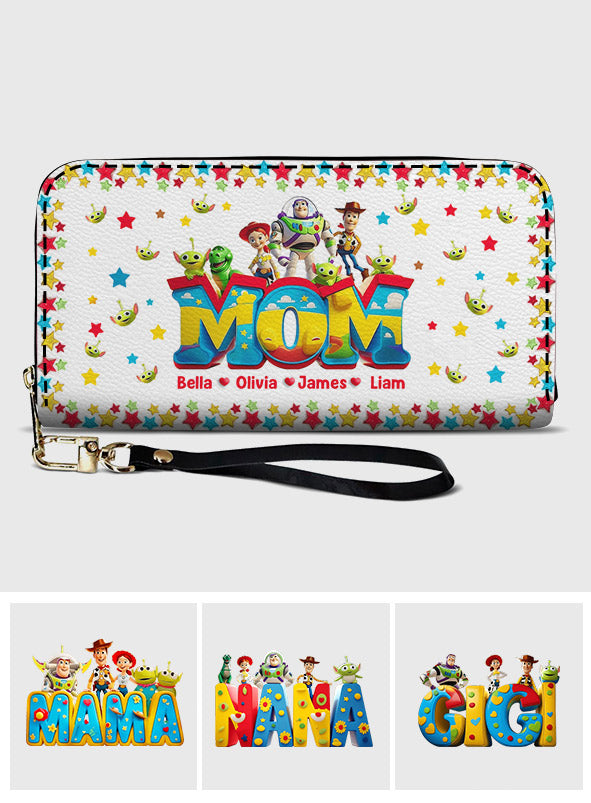Personalized Leather Long Wallet Custom Name Gift for Mom Leather Long Wallet GradoCreations
