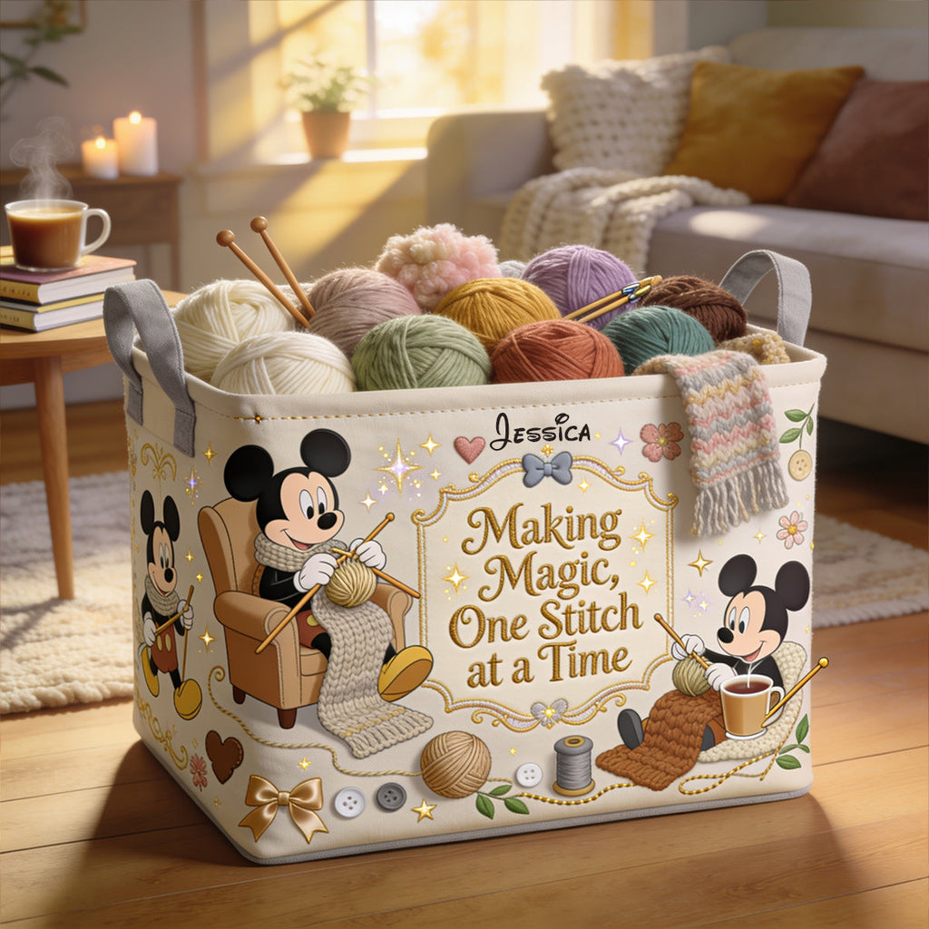 Personalized Storage Basket with Mickey Mouse Design for Home Organization Rectangle Storage Basket GradoCreations