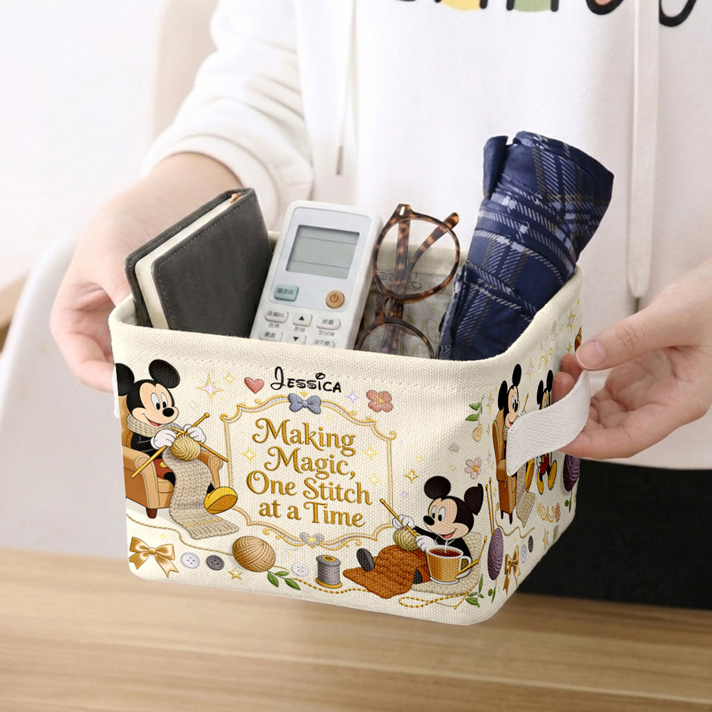 Personalized Storage Basket with Mickey Mouse Design for Home Organization Rectangle Storage Basket GradoCreations