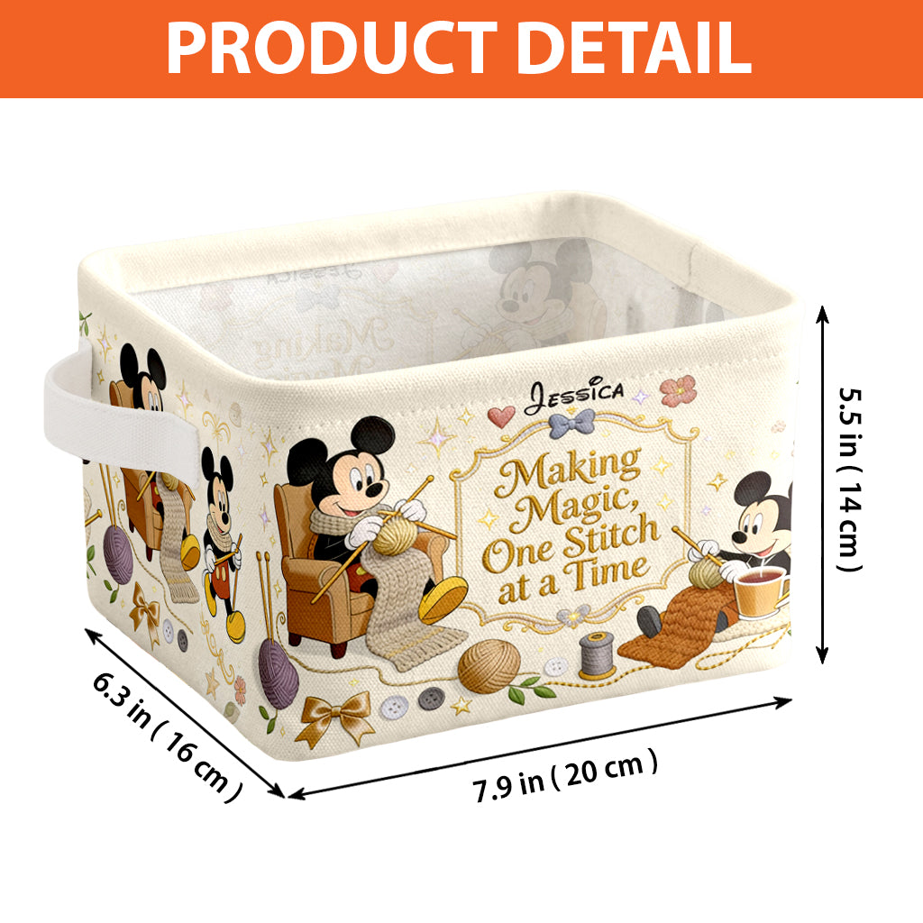 Personalized Storage Basket with Mickey Mouse Design for Home Organization Rectangle Storage Basket GradoCreations