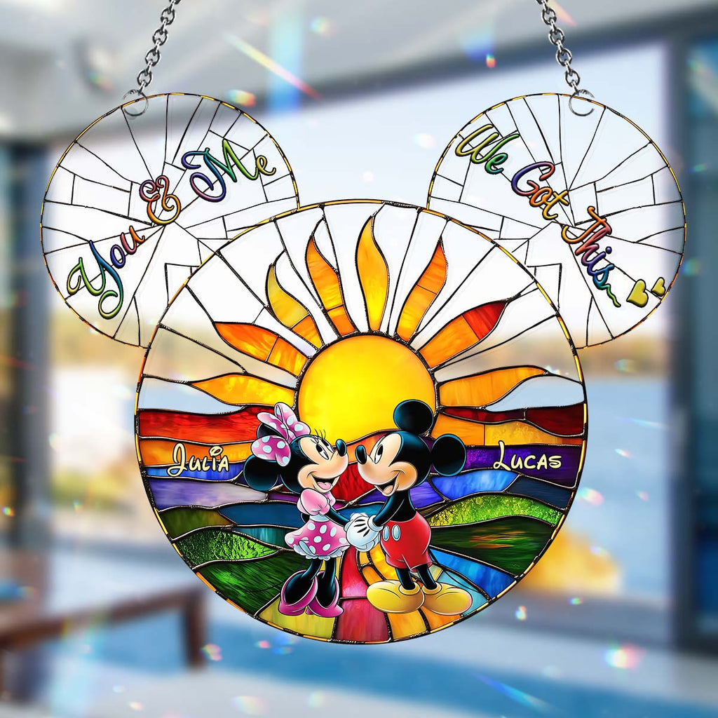 Personalized Mickey & Minnie Mouse Suncatcher Ornament Gift Window Hanging Suncatcher Ornament GradoCreations