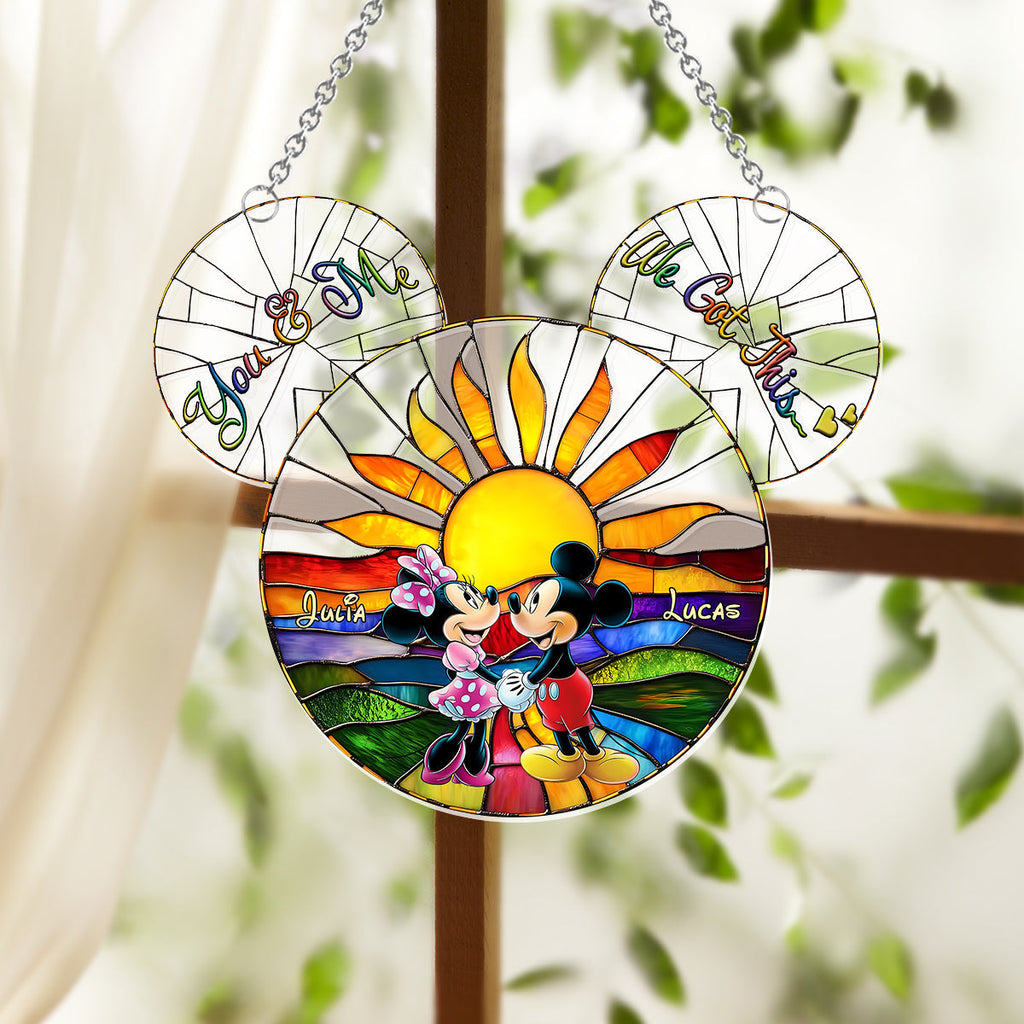Personalized Mickey & Minnie Mouse Suncatcher Ornament Gift Window Hanging Suncatcher Ornament GradoCreations