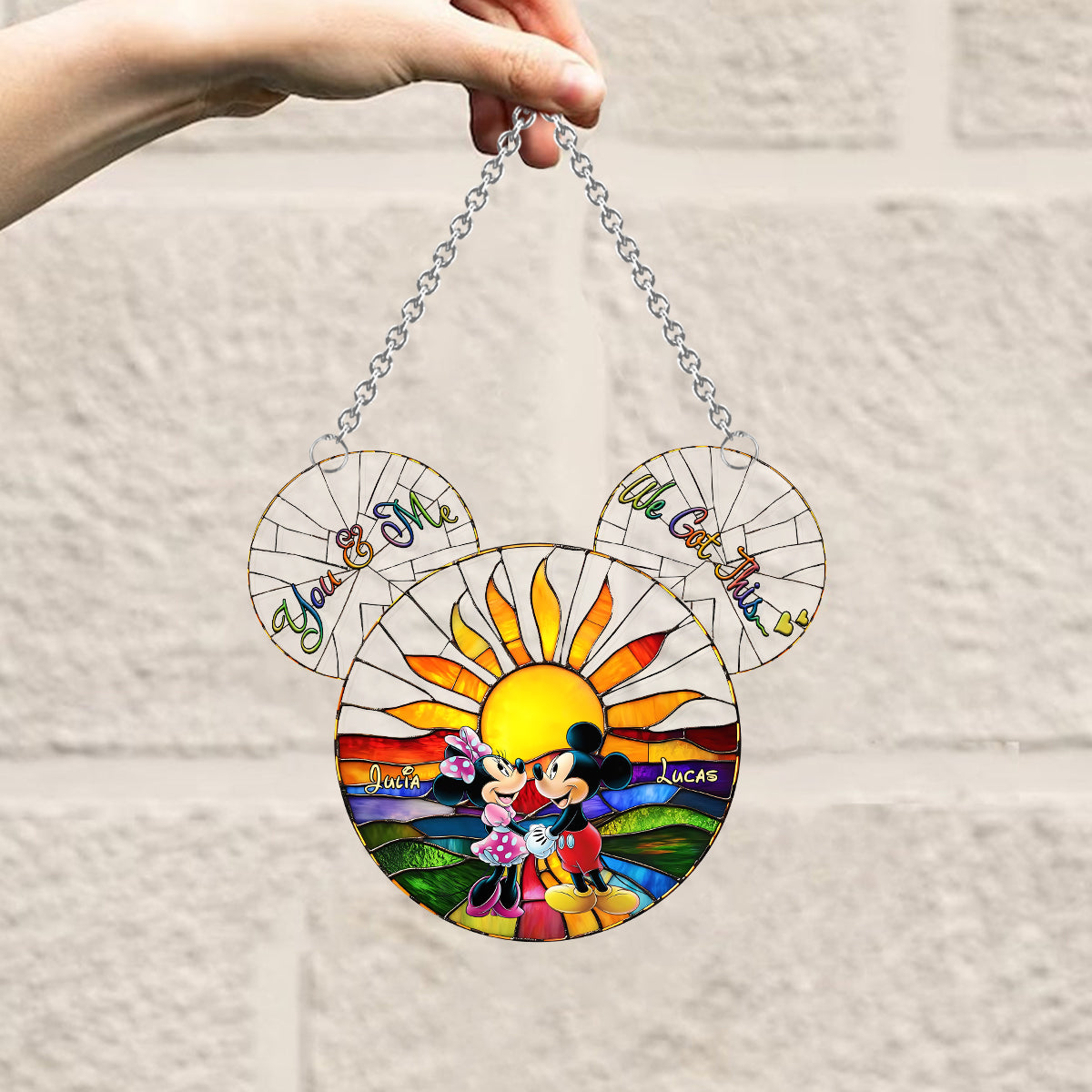 Personalized Mickey & Minnie Mouse Suncatcher Ornament Gift Window Hanging Suncatcher Ornament GradoCreations